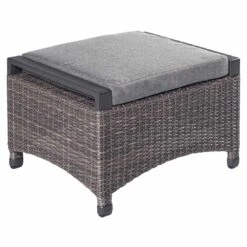 LC Garden Komido Hocker Inkl. Kissen Aluminium/Geflecht Anthrazit/Omega Braun