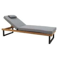 LC Garden Riviona Gartenliege Teak/Polster Natur/Grau