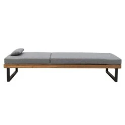 LC Garden Riviona Gartenliege Teak/Polster Natur/Grau -Gartenmöbelgeschäft lc garden riviano gartenliege teak polster 1435547 3