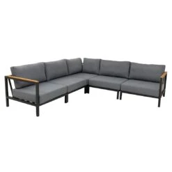 LC Garden Sondrino Ecklounge 5-tlg. Aluminium/Polyester Anthrazit/Off-White-Schwarz