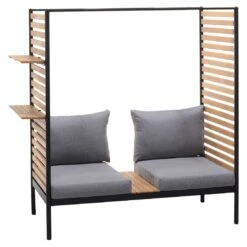 LifestyleGarden Femalcony Gartensofa Aluminium/Olefin Schwarz Matt/Dunkelgrau