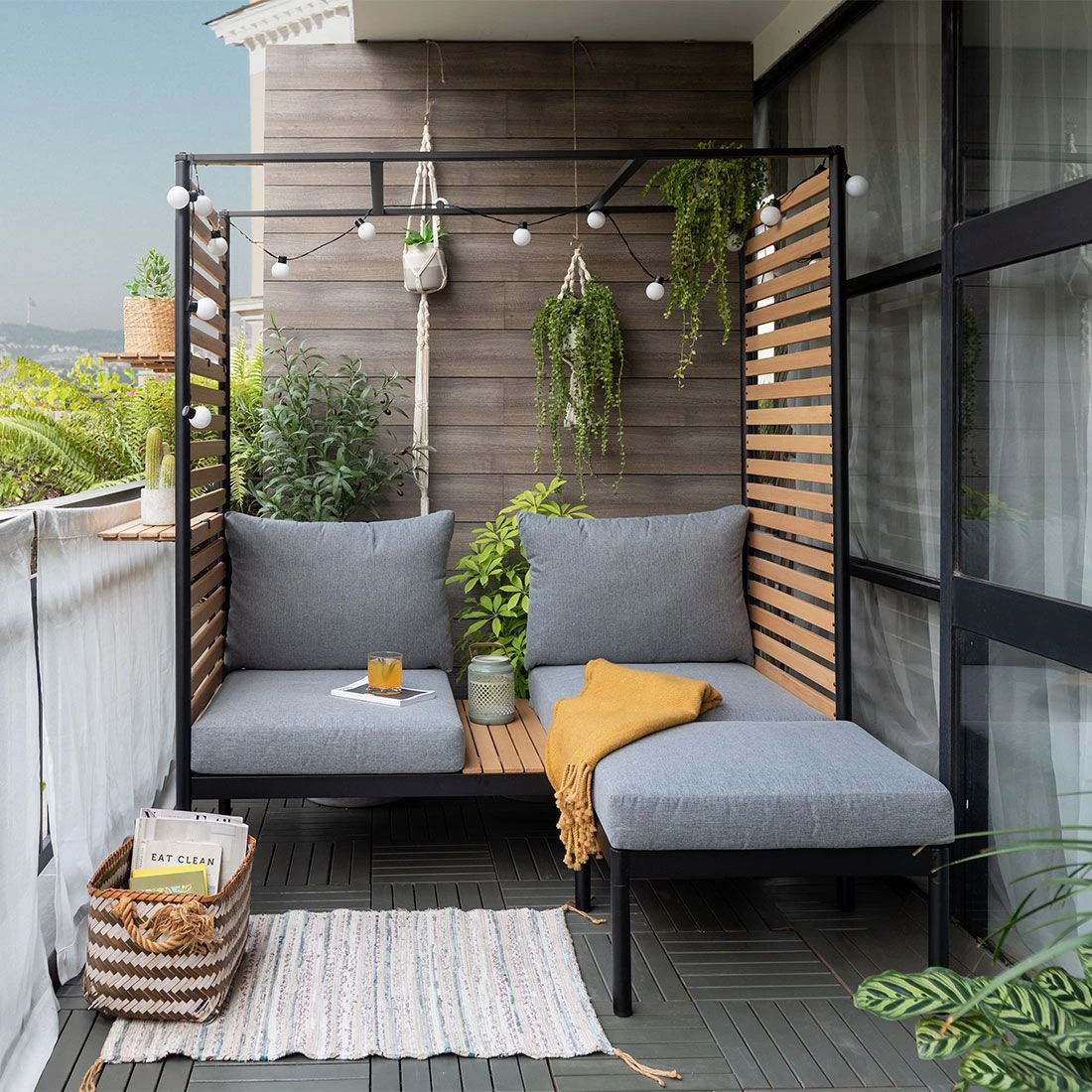 LifestyleGarden Femalcony Hocker Aluminium Inkl. Kissen Schwarz Matt/Dunkelgrau 4 LifestyleGarden Femalcony Hocker Aluminium Inkl. Kissen Schwarz Matt/Dunkelgrau – Bild 2