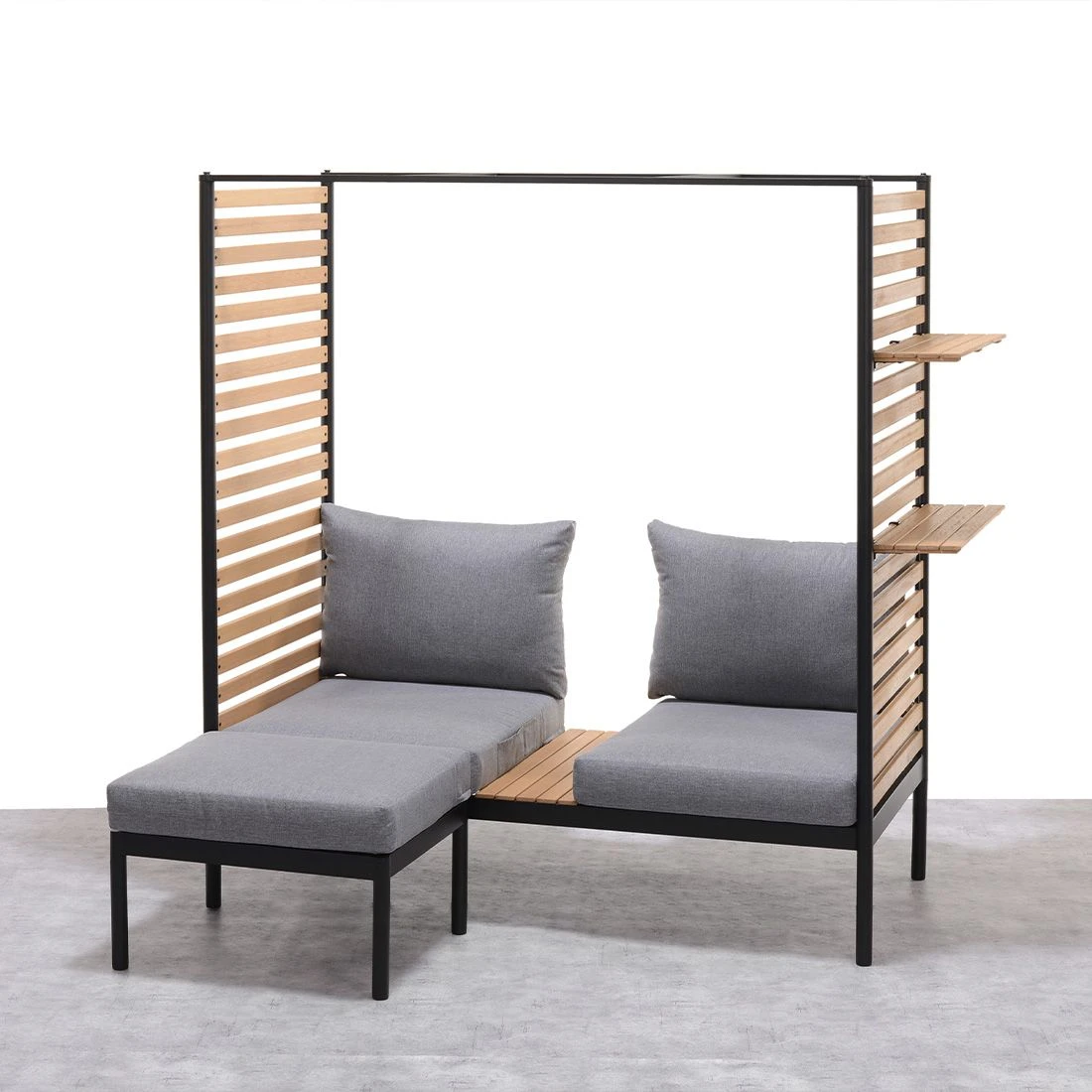 LifestyleGarden Femalcony Hocker Aluminium Inkl. Kissen Schwarz Matt/Dunkelgrau 5 LifestyleGarden Femalcony Hocker Aluminium Inkl. Kissen Schwarz Matt/Dunkelgrau – Bild 3