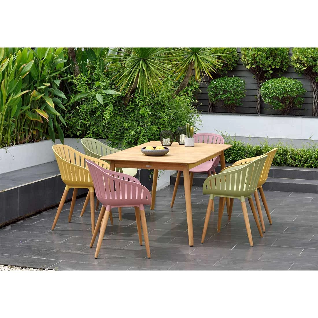 LifestyleGarden Nassau Gartensessel Eukalyptus/Kunststoff Inkl. Sitzkissen Teaklook/Pfingstrose 4 LifestyleGarden Nassau Gartensessel Eukalyptus/Kunststoff Inkl. Sitzkissen Teaklook/Pfingstrose – Bild 2