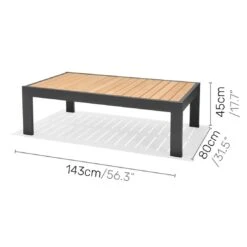 LifestyleGarden Palau Loungetisch 143x80cm Aluminium/Teak Dark Grey -Gartenmöbelgeschäft lifestylegarden palau loungetisch 143x80cm aluminium teak dark grey 1192766 3
