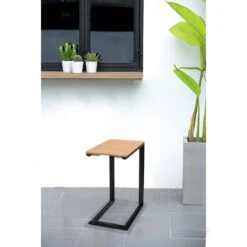 LifestyleGarden Portals Beistelltisch 47x30cm Aluminium/Teak Batman Black/Teak -Gartenmöbelgeschäft lifestylegarden portals beistelltisch 47x30cm aluminium teak batman black teak 1203821 2