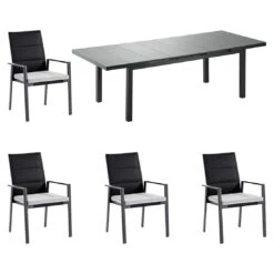 Niehoff Nancer Gartenmöbelset 5-tlg. + Tisch 180/240x100 Cm Anthrazit/Grau
