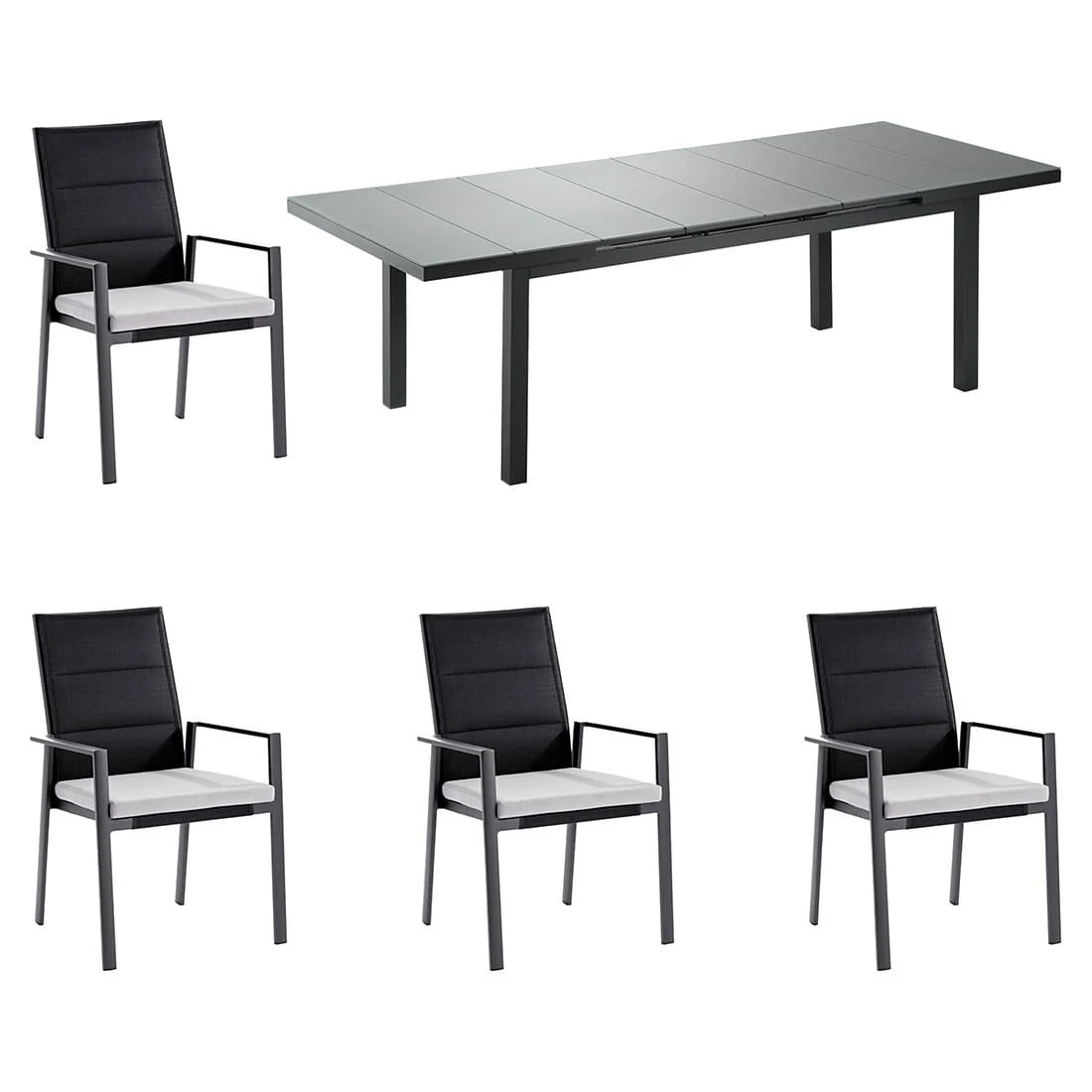 Niehoff Nancer Gartenmöbelset 5-tlg. + Tisch 180/240x100 Cm Anthrazit/Grau 3 Niehoff Nancer Gartenmöbelset 5-tlg. + Tisch 180/240x100 Cm Anthrazit/Grau