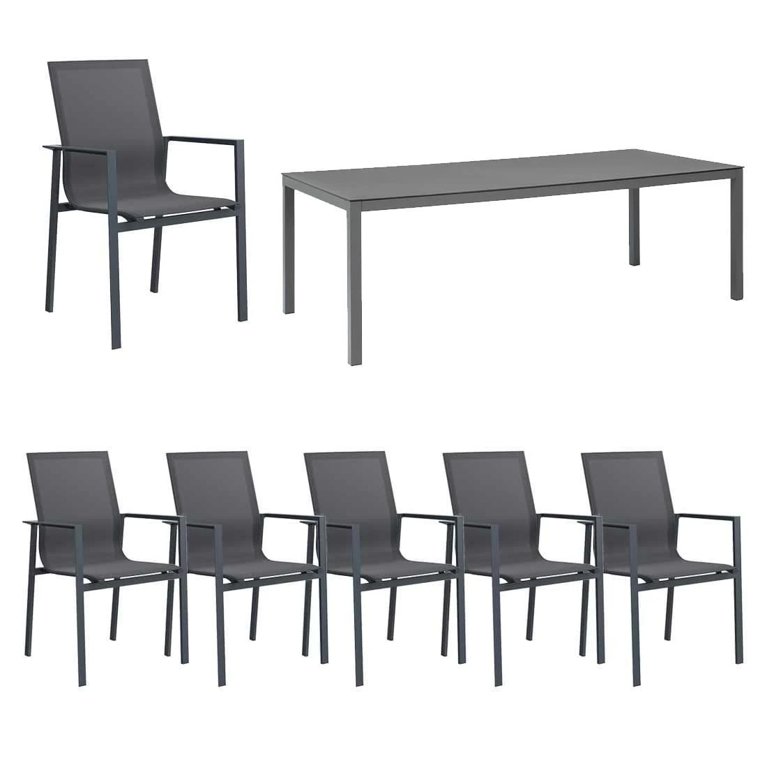 OUTLIV. Atlanta Gartenmöbelset 7-tlg. Mit Tisch 220x100cm Anthrazit/Schwarz 3 OUTLIV. Atlanta Gartenmöbelset 7-tlg. Mit Tisch 220x100cm Anthrazit/Schwarz