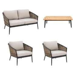 OUTLIV. Falun Loungeset 4-tlg. Aluminium/Rope Anthrazit/Mixed Brown/Ivory -Gartenmöbelgeschäft outliv falun sofagruppe 4 tlg aluminium rope 1342762 3