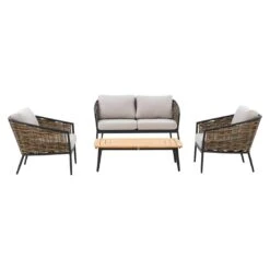 OUTLIV. Falun Loungeset 4-tlg. Aluminium/Rope Anthrazit/Mixed Brown/Ivory -Gartenmöbelgeschäft outliv falun sofagruppe 4 tlg aluminium rope 1342762 4