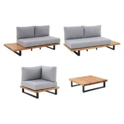 OUTLIV. Haven Ecklounge 3-tlg. Aluminium/Akazie Anthrazit/Natur Anthrazit/Natur -Gartenmöbelgeschäft outliv haven loungeecke 3 tlg aluminium akazie anthrazit natur 1434304 3