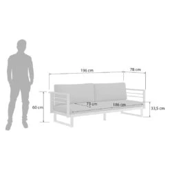 OUTLIV. Hawaii Gartensofa Edelstahl/Teak/Polster Dunkelgrau -Gartenmöbelgeschäft outliv hawaii 3 sitzersofa edelstahl teak polster dunkelgrau 1226206 3