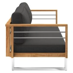 OUTLIV. Hawaii Gartensofa Edelstahl/Teak/Polster Dunkelgrau -Gartenmöbelgeschäft outliv hawaii 3 sitzersofa edelstahl teak polster dunkelgrau 1226206 5