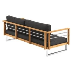 OUTLIV. Hawaii Gartensofa Edelstahl/Teak/Polster Dunkelgrau -Gartenmöbelgeschäft outliv hawaii 3 sitzersofa edelstahl teak polster dunkelgrau 1226206 6