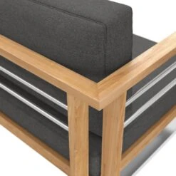 OUTLIV. Hawaii Gartensofa Edelstahl/Teak/Polster Dunkelgrau -Gartenmöbelgeschäft outliv hawaii 3 sitzersofa edelstahl teak polster dunkelgrau 1226206 7