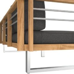 OUTLIV. Hawaii Gartensofa Edelstahl/Teak/Polster Dunkelgrau -Gartenmöbelgeschäft outliv hawaii 3 sitzersofa edelstahl teak polster dunkelgrau 1226206 8