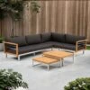OUTLIV. Hawaii Ecklounge Edelstahl/Teak/Polster Dunkelgrau -Gartenmöbelgeschäft outliv hawaii loungeecke edelstahl teak polster 1340782 1