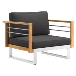 OUTLIV. Hawaii Loungeset 4-tlg. Edelstahl/Teak/Polster Dunkelgrau -Gartenmöbelgeschäft outliv hawaii sofagruppe 4 tlg edelstahl teak polster 1340760 7