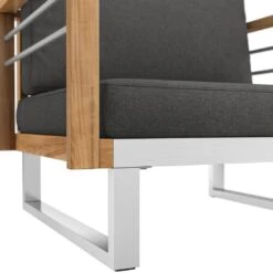 OUTLIV. Hawaii Loungeset 4-tlg. Edelstahl/Teak/Polster Dunkelgrau -Gartenmöbelgeschäft outliv hawaii sofagruppe 4 tlg edelstahl teak polster 1340760 9