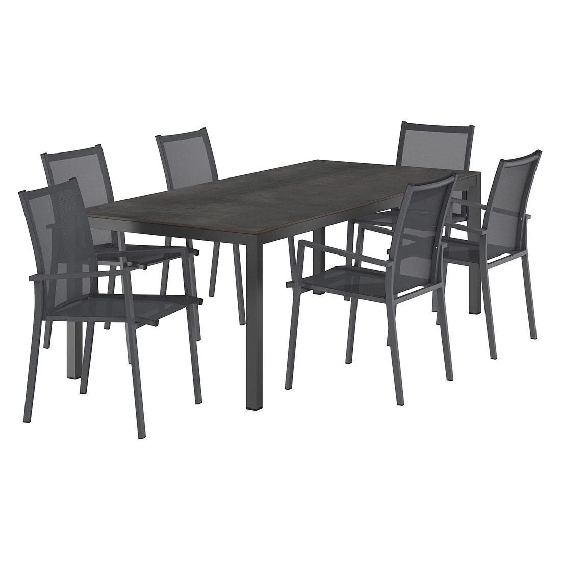 OUTLIV. Kobe Gartenmöbel-Set 7-tlg. Tisch 220x100cm Anthrazit/Zement Dunkel 4 OUTLIV. Kobe Gartenmöbel-Set 7-tlg. Tisch 220x100cm Anthrazit/Zement Dunkel – Bild 2