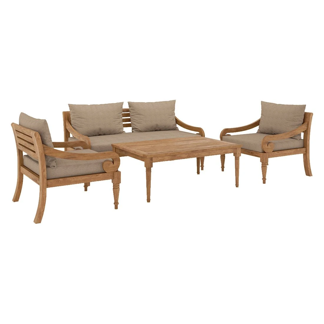 OUTLIV. Korfu Loungeset 4-tlg. Teak/Olefin Natur/Braun 4 OUTLIV. Korfu Loungeset 4-tlg. Teak/Olefin Natur/Braun – Bild 2