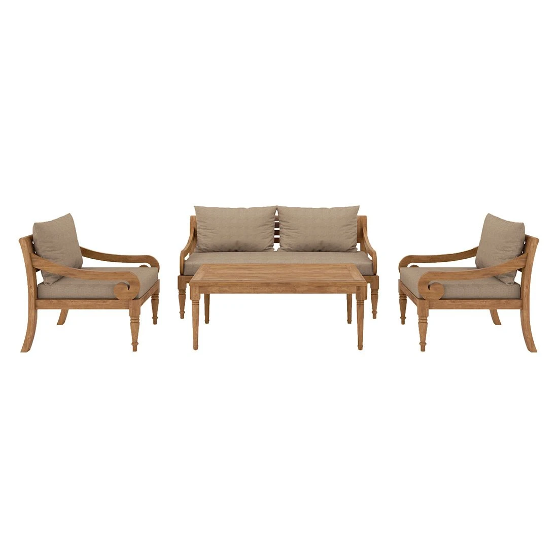 OUTLIV. Korfu Loungeset 4-tlg. Teak/Olefin Natur/Braun 5 OUTLIV. Korfu Loungeset 4-tlg. Teak/Olefin Natur/Braun – Bild 3