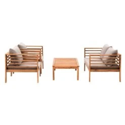 OUTLIV. Odense Loungeset 4-tlg. Akazie/Polyester Teak Look/Hellgrau -Gartenmöbelgeschäft outliv odense sofagruppe 4 tlg akazie polyester teak look hellgrau 1241397 5