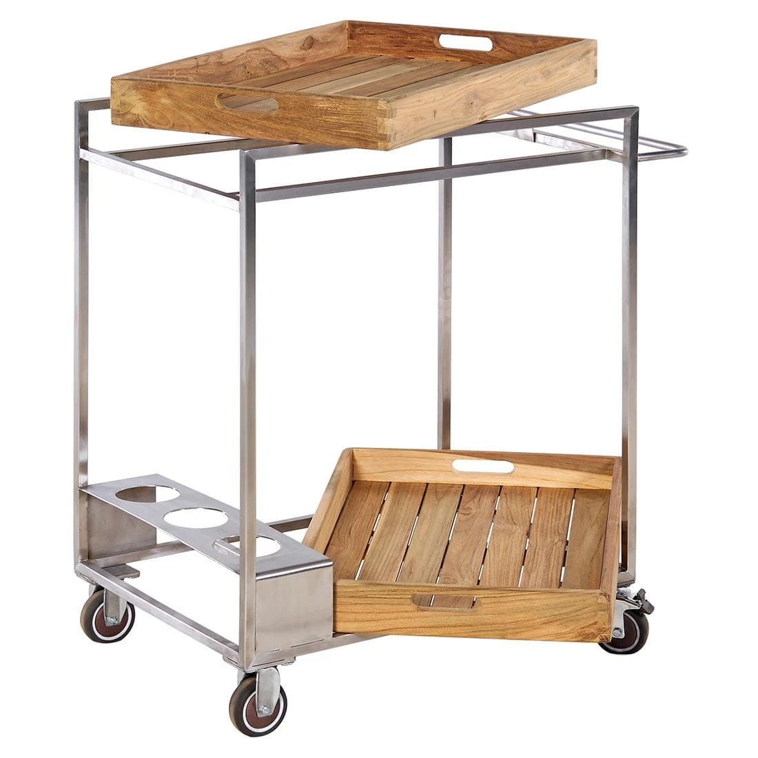 OUTLIV. Oro Servierwagen Edelstahl/Teak Recycelt Silber/Natur 4 OUTLIV. Oro Servierwagen Edelstahl/Teak Recycelt Silber/Natur – Bild 2