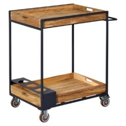 OUTLIV. Oro Servierwagen Stahl/Teak Recycelt Anthrazit/Natur