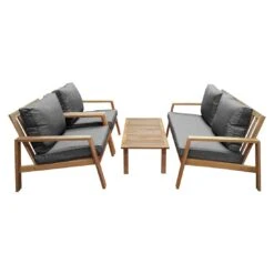 OUTLIV. Rosa Loungeset 4-tlg. Akazie/Spun-Polyester Natur/Anthrazit -Gartenmöbelgeschäft outliv rosa sofagruppe 4 tlg akazie spun polyester 1366797 3