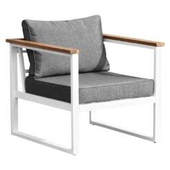 OUTLIV. Samos Loungeset 4-tlg. Aluminium/Spun-Poly Weiß/Dunkelgrau -Gartenmöbelgeschäft outliv samos sofagruppe 4 tlg aluminium polster weiss dunkelgrau 1329980 5