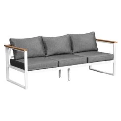 OUTLIV. Samos Loungeset 4-tlg. Aluminium/Spun-Poly Weiß/Dunkelgrau -Gartenmöbelgeschäft outliv samos sofagruppe 4 tlg aluminium polster weiss dunkelgrau 1329980 6