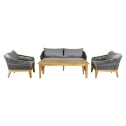 OUTLIV. Santorin Loungeset 4-tlg. Teak/Rope/Olefin Natur/Dunkelgrau -Gartenmöbelgeschäft outliv santorin loungegruppe 4 tlg teak rope olefin 1431785 4