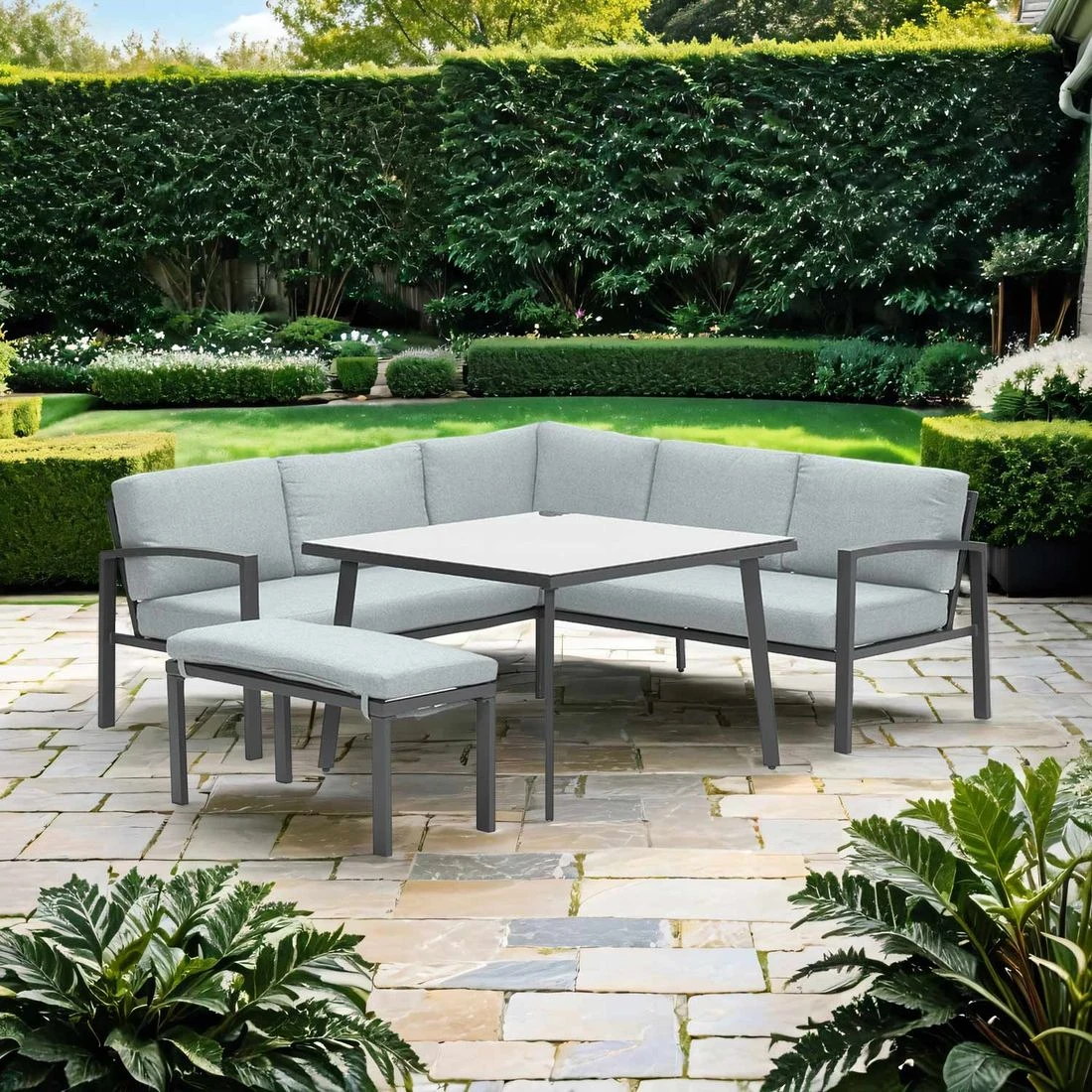 OUTLIV. Wellington Dininglounge 3-tlg. Aluminium/Polster Carbon Black/Mint Grey Carbon Black/Mint Grey 3 OUTLIV. Wellington Dininglounge 3-tlg. Aluminium/Polster Carbon Black/Mint Grey Carbon Black/Mint Grey