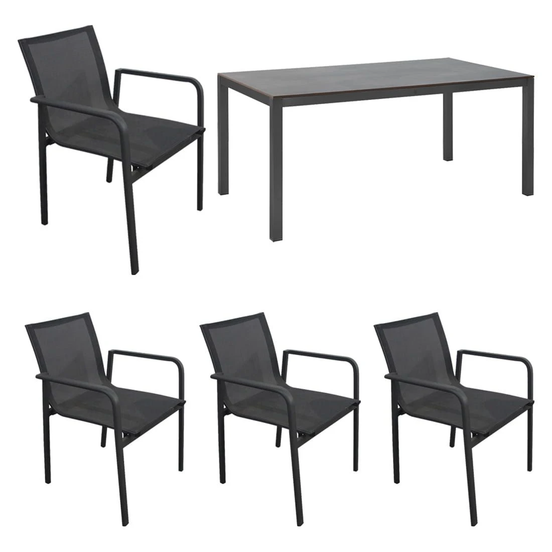 OUTLIV. Santa Monica Gartenmöbelset 5-tlg. Tisch 160x90cm Anthrazit 3 OUTLIV. Santa Monica Gartenmöbelset 5-tlg. Tisch 160x90cm Anthrazit