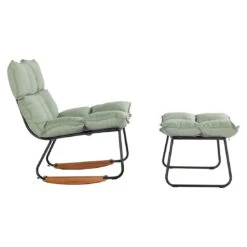 Schöner Wohnen Leska Schaukelstuhl Inkl. Hocker Aluminium/Sunbrella Schwarz/Salbei -Gartenmöbelgeschäft schoener wohnen leska schaukelstuhl ink hocker aluminium sunbrella 1470527 3