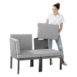 Sieger Lugo Gartensofa Aluminium/Sunproof Eisengrau/Hellgrau -Gartenmöbelgeschäft sieger lugo loungebank aluminium sunproof 1426791 2