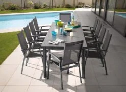 Sieger Tischplatte Für Ausziehtisch 165x100 Cm + 2 Einlegeplatten Polytec® Schiefer-Anthrazit -Gartenmöbelgeschäft sieger tischplatte 2 einlegeplatten polytecr 1458438 5