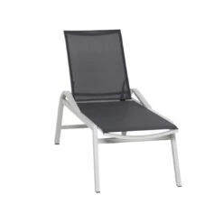 Siena Garden Milos Gartenliege Aluminium/Ranotex® Matt Weiß-Grau/Silber-Schwarz
