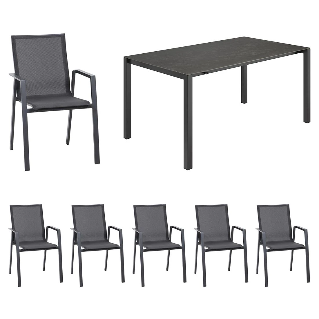 Siena Garden Reno Gartenmöbelset 7-tlg.+Tisch 160/217/267x92 Cm Anthrazit/Grau 3 Siena Garden Reno Gartenmöbelset 7-tlg.+Tisch 160/217/267x92 Cm Anthrazit/Grau