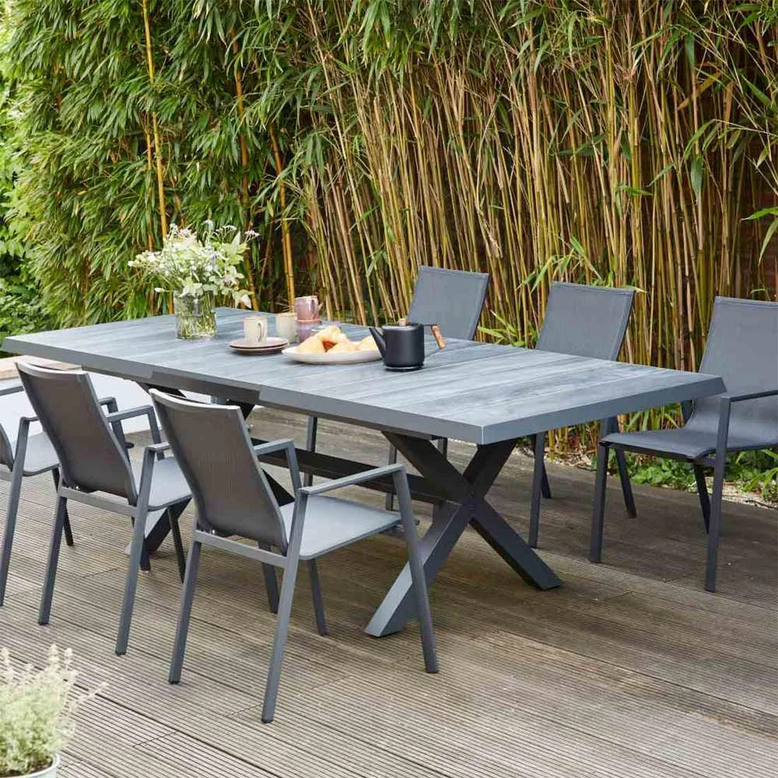 Siena Garden Reno Stapelsessel Aluminium/Ranotex®-Gewebe Matt Anthrazit/Grau 4 Siena Garden Reno Stapelsessel Aluminium/Ranotex®-Gewebe Matt Anthrazit/Grau – Bild 2