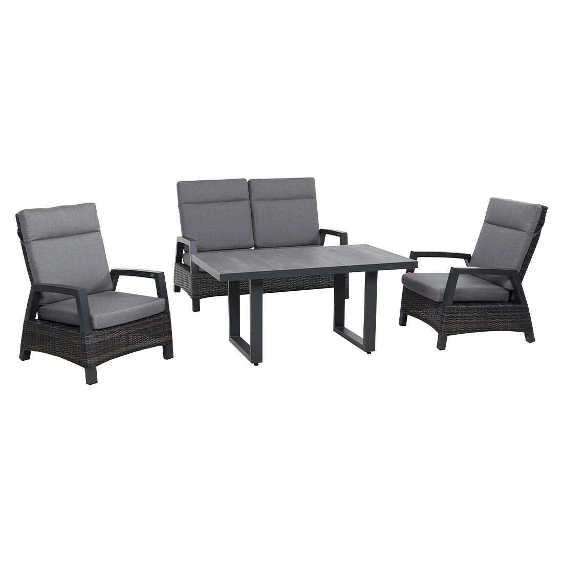 Siena Garden Taranto Loungeset 4-tlg. Aluminium/Gardino®-Geflecht Matt Anthrazit/Blau-Grau 3 Siena Garden Taranto Loungeset 4-tlg. Aluminium/Gardino®-Geflecht Matt Anthrazit/Blau-Grau