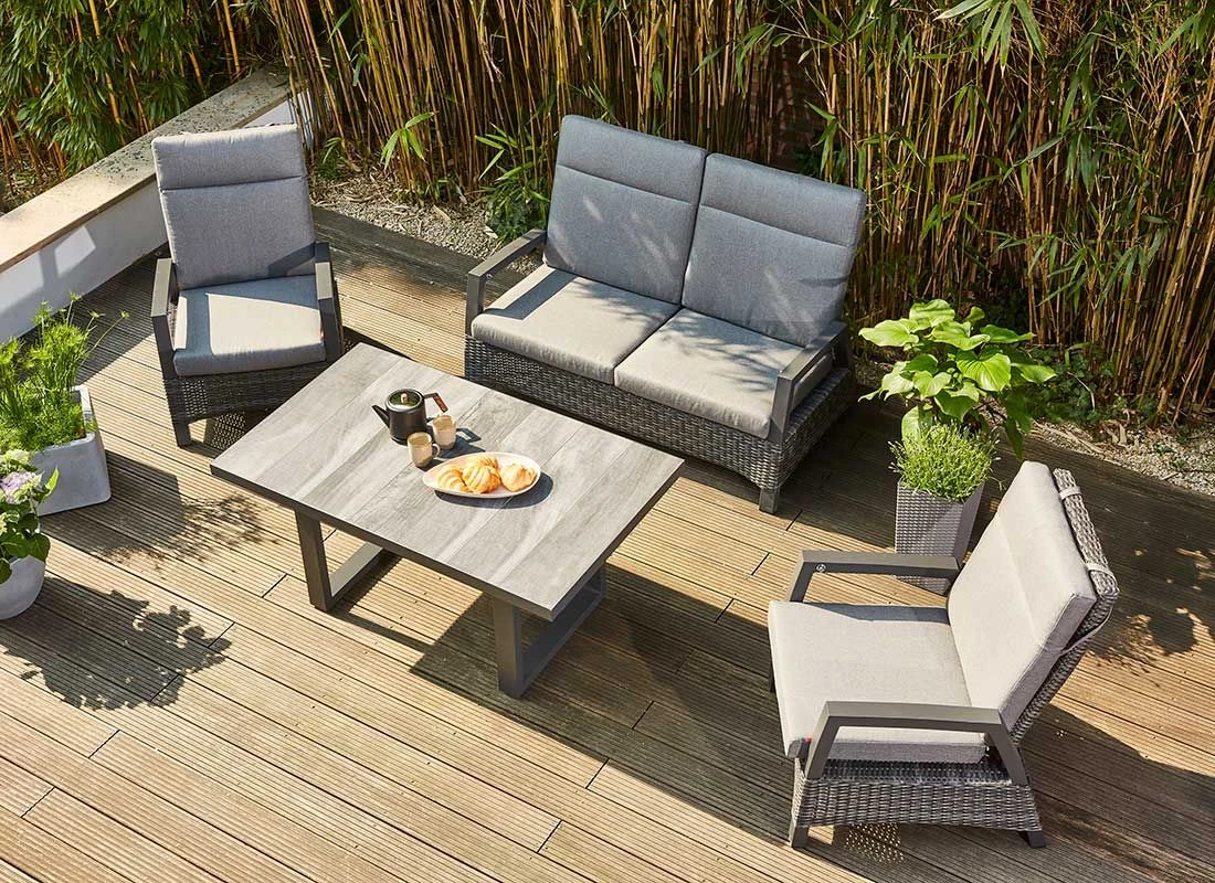 Siena Garden Taranto Loungeset 4-tlg. Aluminium/Gardino®-Geflecht Matt Anthrazit/Blau-Grau 4 Siena Garden Taranto Loungeset 4-tlg. Aluminium/Gardino®-Geflecht Matt Anthrazit/Blau-Grau – Bild 2
