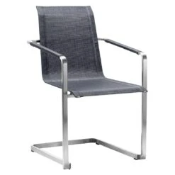 Solpuri Jazz Freischwinger Edelstahl/Textilene Silber/Coal