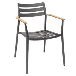 Solpuri Pia Stapelsessel Aluminium/Teak Anthrazit/Natur