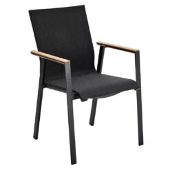 Solpuri Soul Stapelsessel Aluminium/Textilene/Teak Schwarz/Coal