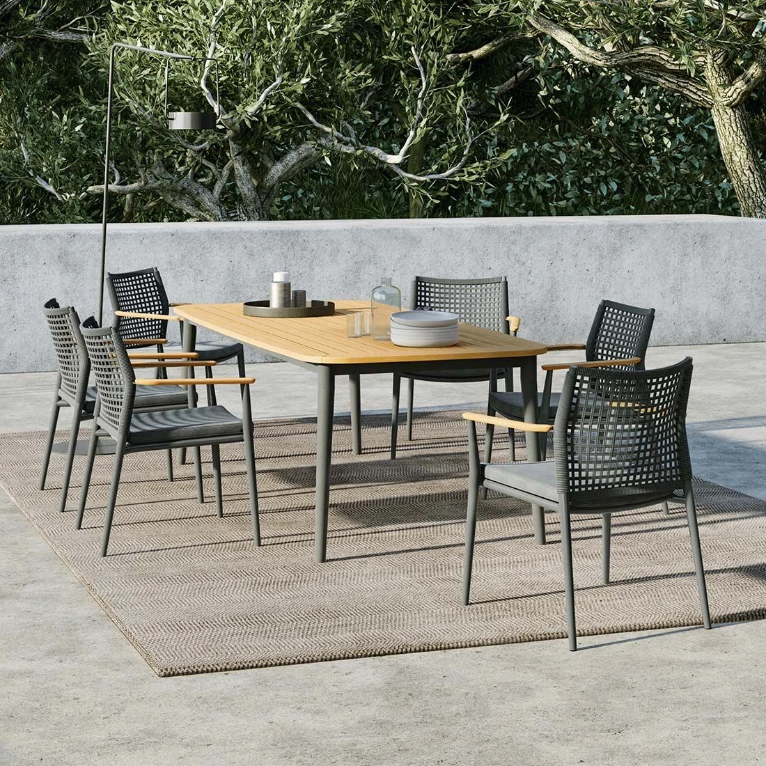 Solpuri Vera Gartenmöbel-Set 7-tlg. Mit Tisch 170x100cm Anthrazit/Natur 3 Solpuri Vera Gartenmöbel-Set 7-tlg. Mit Tisch 170x100cm Anthrazit/Natur