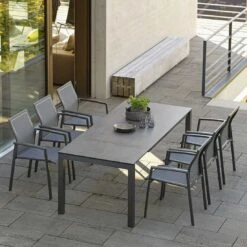 Stern Kari Gartenmöbelset 7-tlg. Mit Tisch 160/210x90cm Anthrazit/Smoky