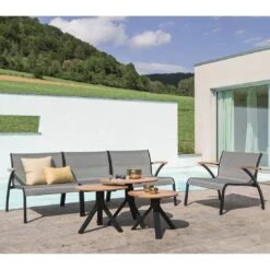 Stern Laris Lounge Mittelmodul Aluminium/Textilene Schwarz Matt/Leinen Grau -Gartenmöbelgeschäft stern laris mittelmodul aluminium textilene 1363101 3